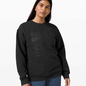 Lululemon Crew Fleece Graphic Black Pullover Sweatshirt, Size S